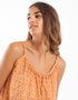 Printed tank top with thin adjustable straps